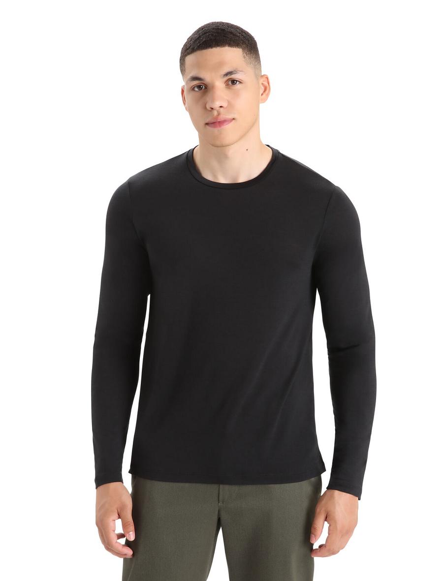 Black Icebreaker Merino Sphere II T-Shirt Men\'s Long Sleeve | AU 1231UZGT